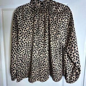 Ann Taylor Black and Tan Patterned Blouse
